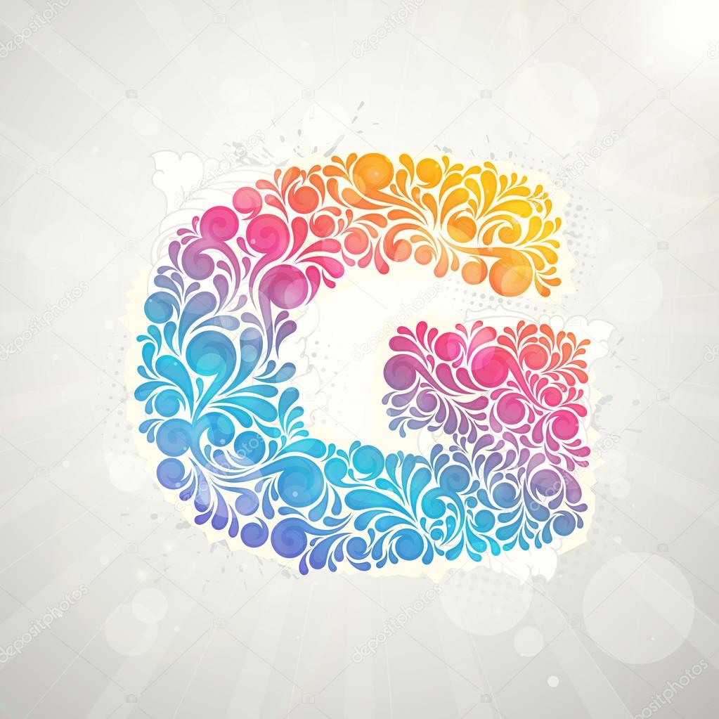 Colorful pattern alphabet. Letter G — Stock Vector © cozm 16502537