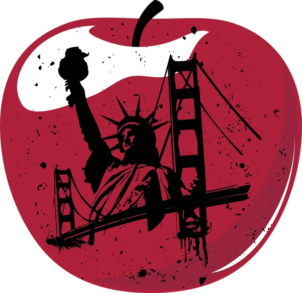 New york büyük elma — Stok Vektör