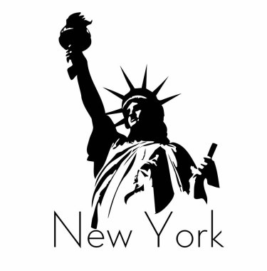 Özgürlük Heykeli 'nin silüetinde New York Şehri' nin