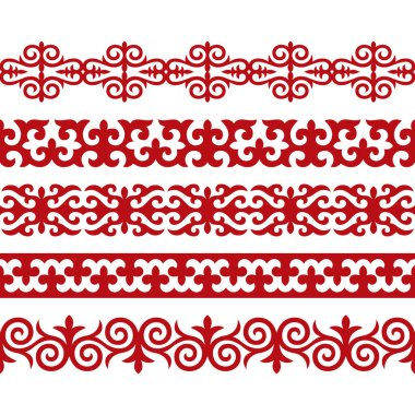 Geleneksel süsleme dekorasyon giysi ve yurts için Orta Asya. Göçebe süsleme.