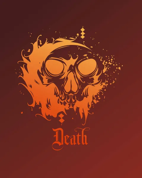 Grunge Tarzında Vektör Kafatası Kafatası Illüstrasyon Mürekkebi Tasarımı — Stok Vektör