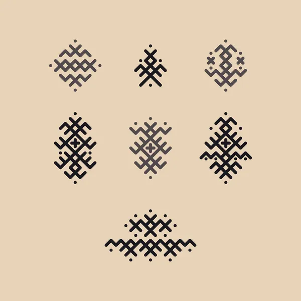 Vector Afbeelding Van Traditionele Berber Tatoeages Sahara Woestijn Nomade Ornament — Stockvector