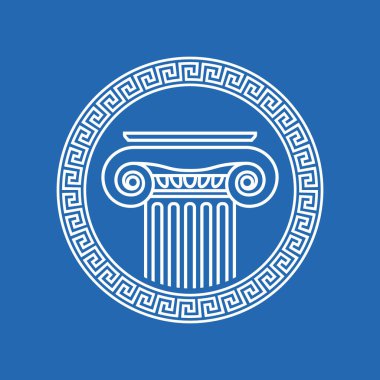 Roma süslemesiyle çerçevelenmiş bir Yunan antik sütununun vektör görüntüsü