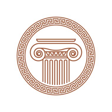 Roma süslemelerinin çerçevelediği antik bir sütunun vektör görüntüsü