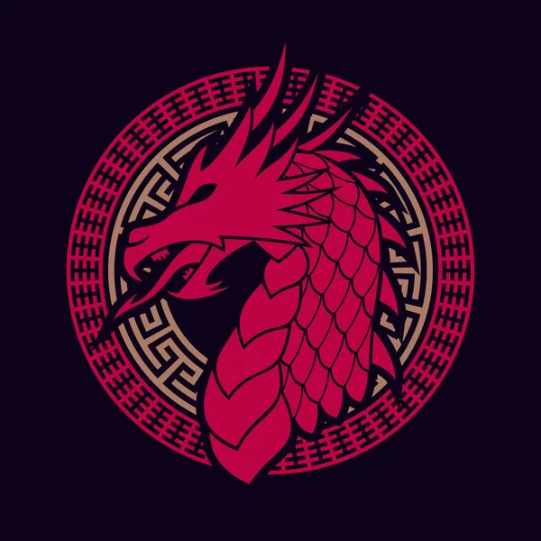 Vector Image Dragon Head Asian Dragon — 图库矢量图片