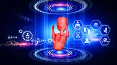 İnsan Fetüsü Sanal Gerçeklik Sanal Gerçekliği. Sanal gerçeklik. 3 boyutlu grafikler.