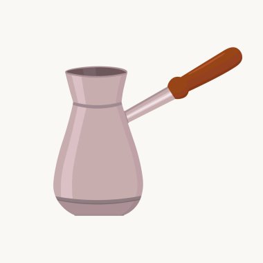 Turk kahve demlediği için. Beyaz arka planda düz tasarım vektör çizimi. Basit logo