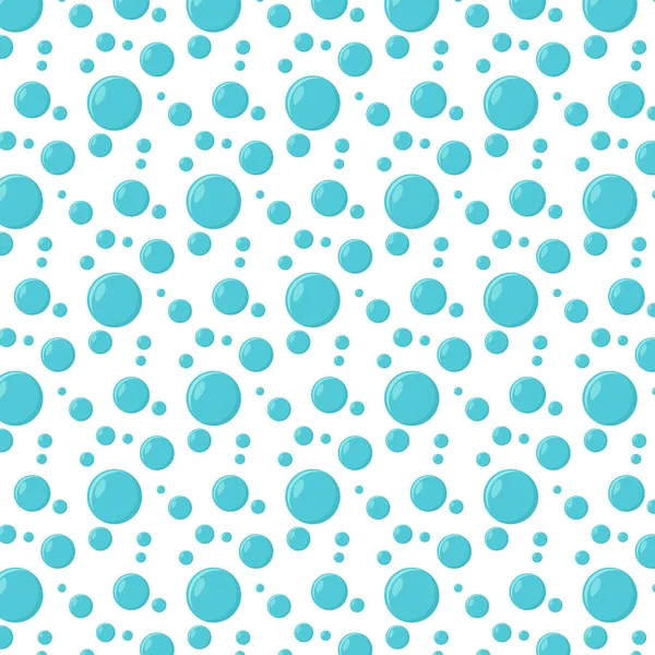 Bubbles vector seamless pattern in flat design . Blue white color soap texture. Fizzy water background, abstract — Stock Vector