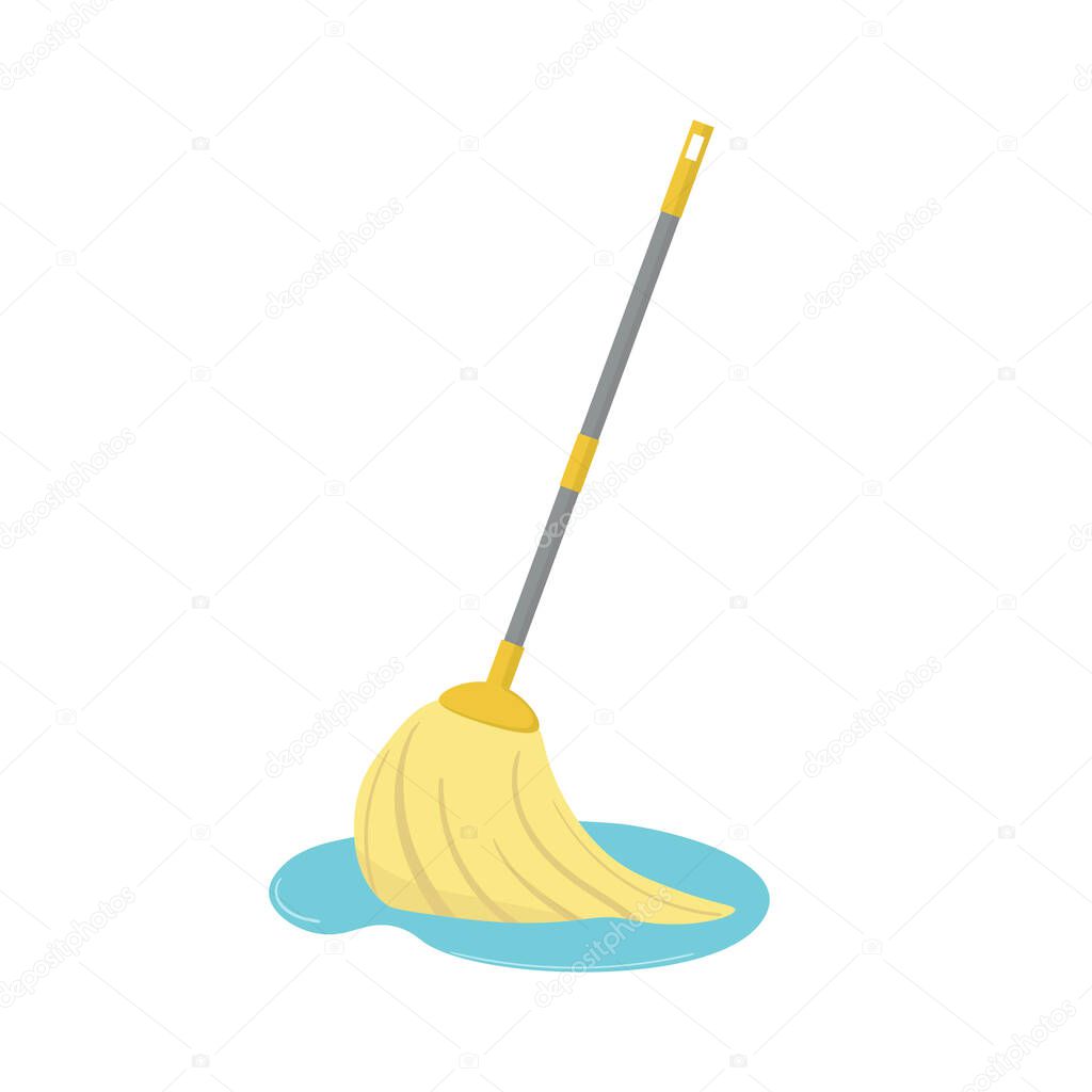 Vector illustration of wet mop. Housekeeping cleaning item for service, advertising. Cleaning equipment isolated
