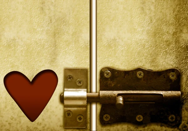 ドア ロックや心臓、バレンタインの日 — ストック写真