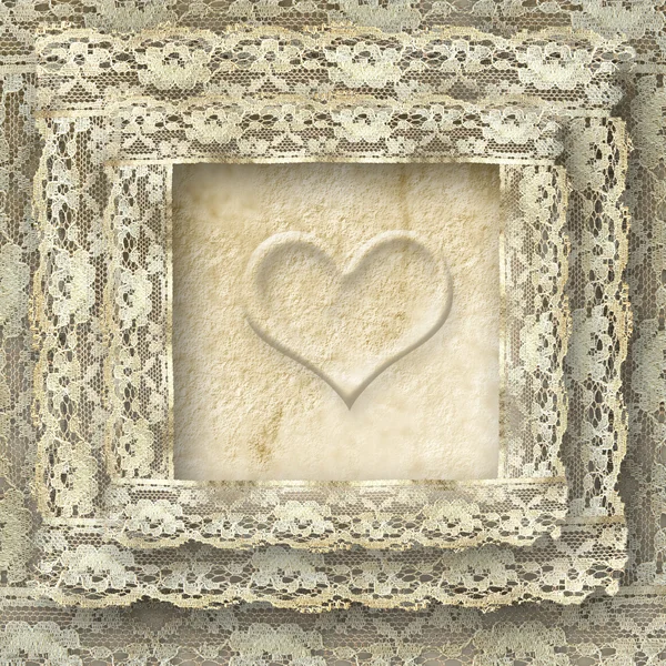 Vintage lace card one heart — Stock Photo, Image