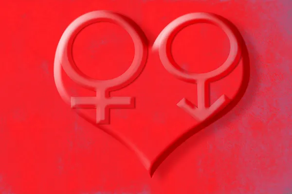 男性女性符号的心 — 图库照片
