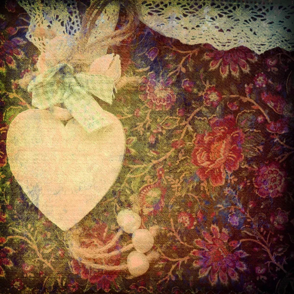 Карточка сердца, антикварный фон — стоковое фото