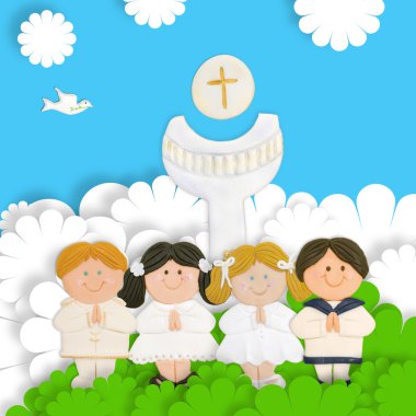 children first communion, calyx and wafer clipart
