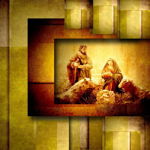 Religious Christmas Cards Nativiy Scene — Stock Photo, Image