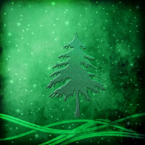 Fir Christmas at Night, Greeting Card — Stock Photo, Image