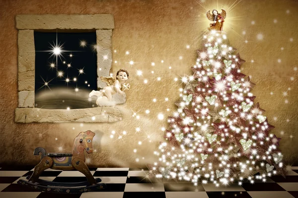 Винтажный стиль рождественской открытки — стоковое фото