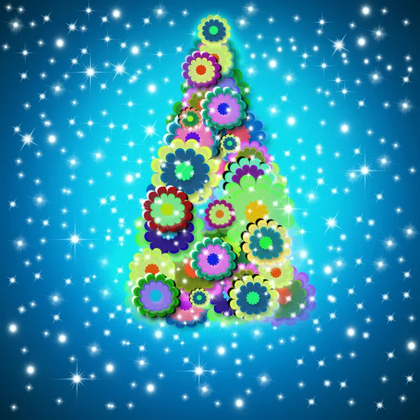 Cheerful Christmas tree greeting card — Stock Photo, Image