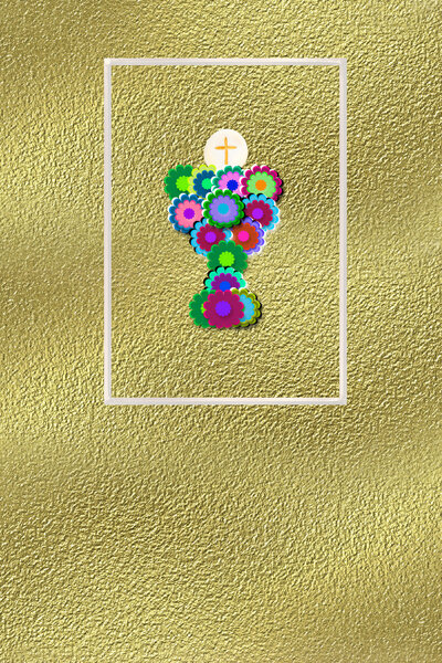 first communion reminder invitation gold