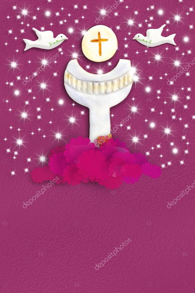 Premiere Carte De Communion Pour Une Fille En Rose Image Libre De Droit Par Risia C