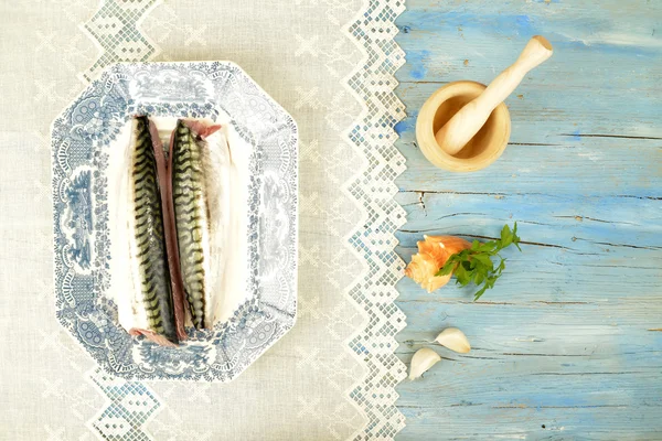Fresh mackerel and ingredient — Stock Photo, Image