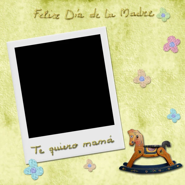 Feliz dia das mães te amo mãe em espanhol moldura da foto — Fotografia de Stock