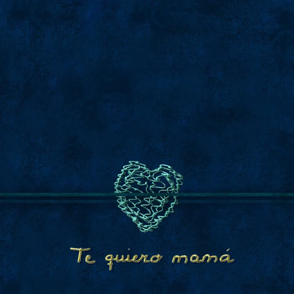 Te quiero mama,  love you mom in spanish blue card — Stock Photo, Image