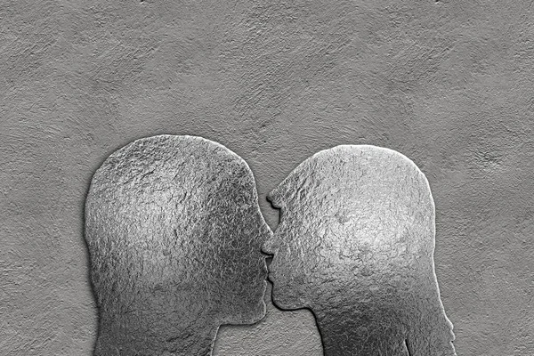 愛のカップルキスで唇 バレンタインのカードグランジスタイルの背景 — ストック写真