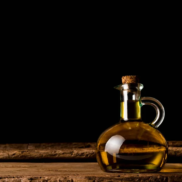 Extra Quality Virgin Olive Oil Old Glass Bottle Cruet Rustic — Stock Photo, Image