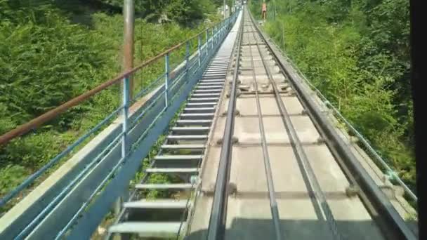 Vídeo Dentro Teleférico Brunate Como Ascende Como Para Brunate Pelo — Vídeo de Stock