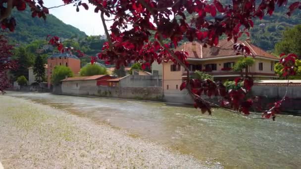 Archivvideo Des Flusses Pioverna Der Stadt Bellano Comer See Lombardei — Stockvideo