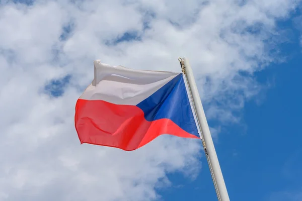 Czech Republic Flag Waving Wind Beautiful Sunny Summer Day Blue — Fotografia de Stock