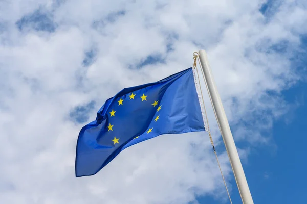 European Union Flag Waving Wind Beautiful Sunny Summer Day Blue — Photo