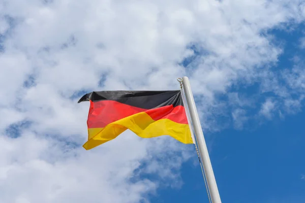 German Flag Waving Wind Beautiful Sunny Summer Day Blue Sky — Photo