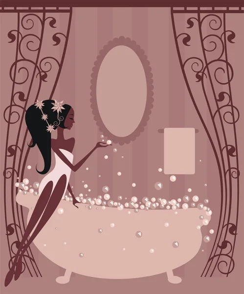 Belle fille avec des bulles de savon — Image vectorielle