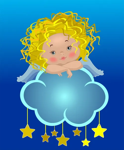 Petit ange sur un nuage — Image vectorielle