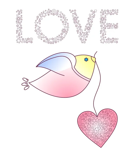 Abstract bird with a heart — Stock Vector