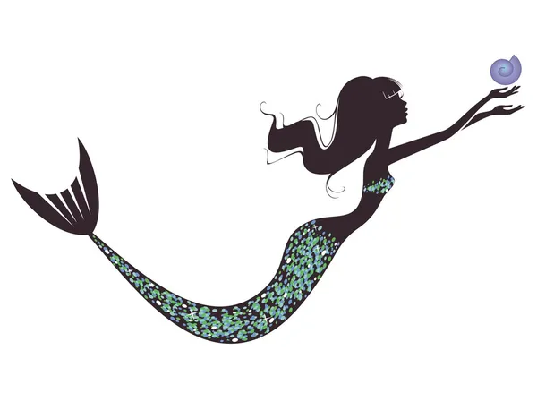 Una silhouette da sirena — Vettoriale Stock