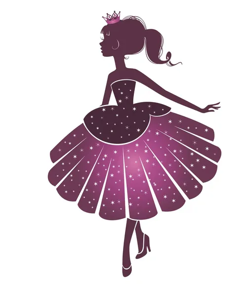 Silhouette of a beautiful princess — Stock Vector