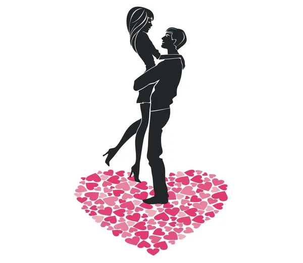 The silhouettes of two lovers — Stock Vector