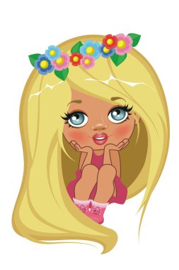 Beyaz bir arka plan üzerinde izole oturan kız