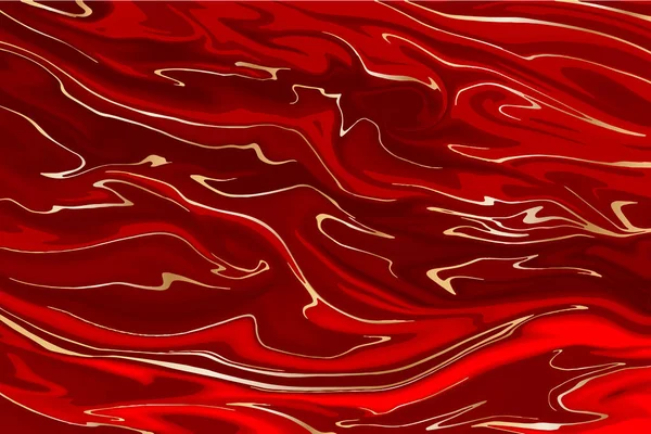 Roter Oder Kastanienbrauner Flüssiger Marmor Mit Goldenen Aderlinien Flüssiger Künstlerischer — Stockvektor