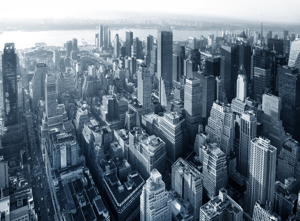 NEW YORK CITY - MAY 17: New York City Manhattan skyline aerial view with Empire State and skyscrapers May 17, 2013 in Manhattan, New York City