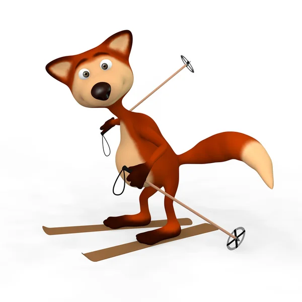 Red Foxes Skier. — Stock Photo, Image