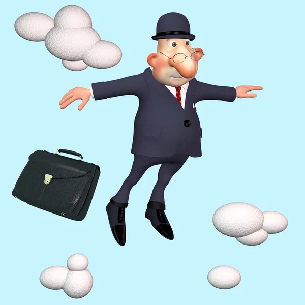De zakenman onder wolken. — Stockfoto