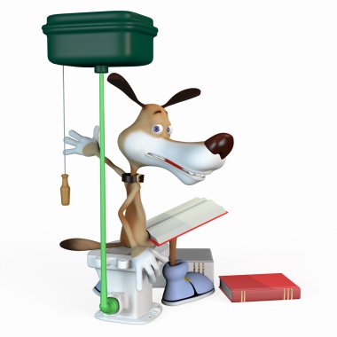 bir köpek bir klozet üzerinde gösterimi.