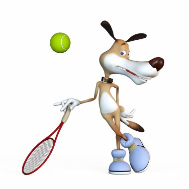 resimde bir konuda bir köpek tenis oyuncusu.