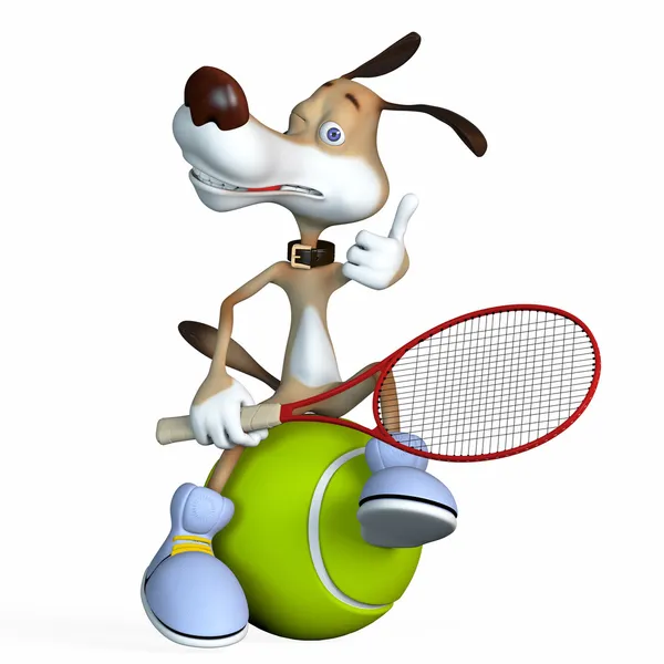 Ilustração em um sujeito um cão o jogador de tênis . — Fotografia de Stock