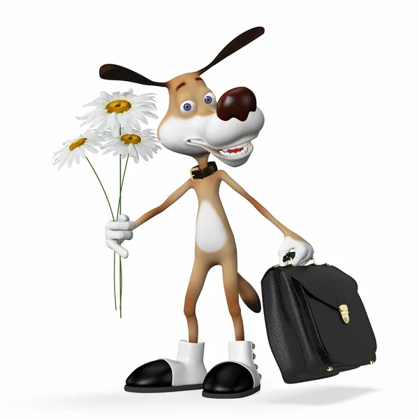 Illustration a dog with flowers. — Stock Photo, Image