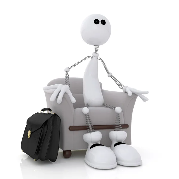 The little white man sits in a chair. — Stock Photo, Image